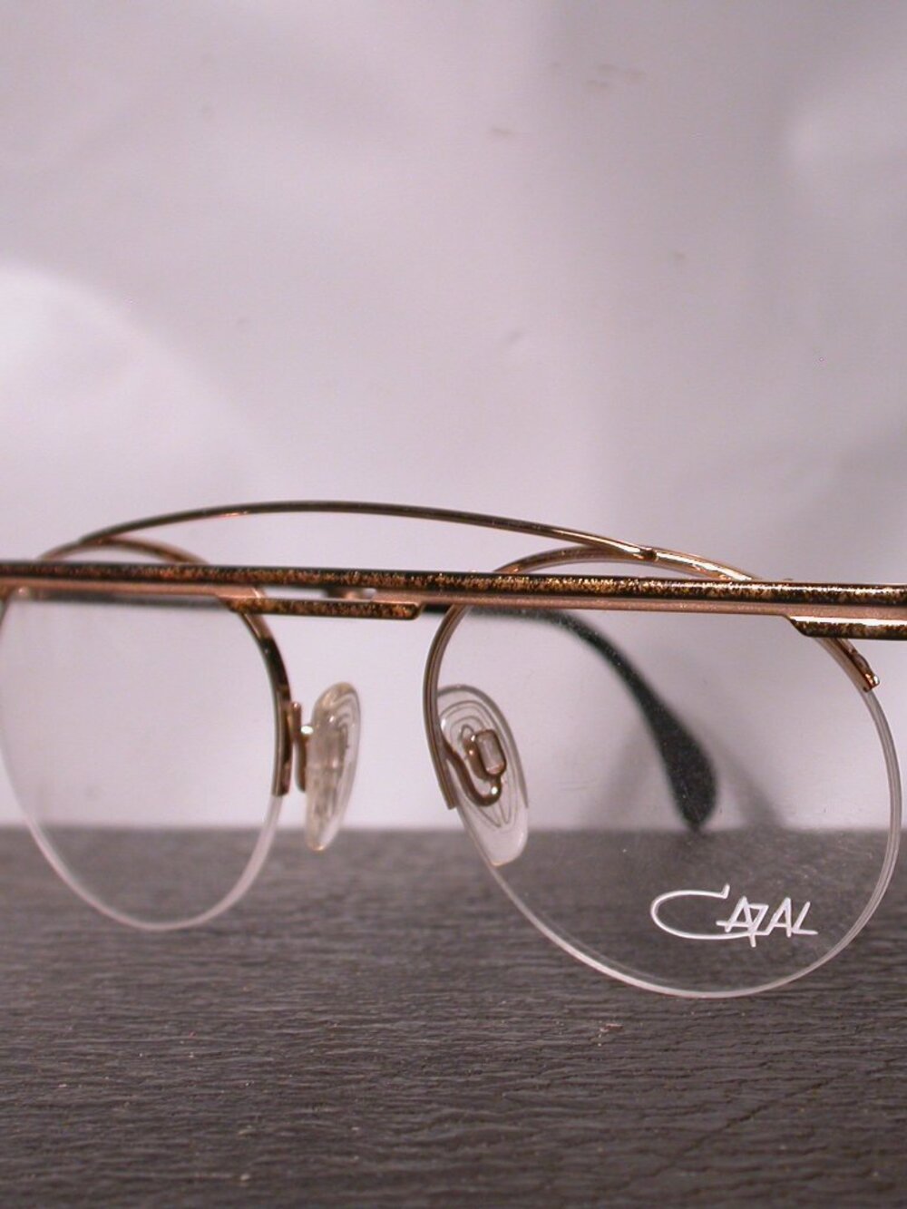 Cazal Gold and Black Round Flat Top Eyeglasses Frames Made in Germany